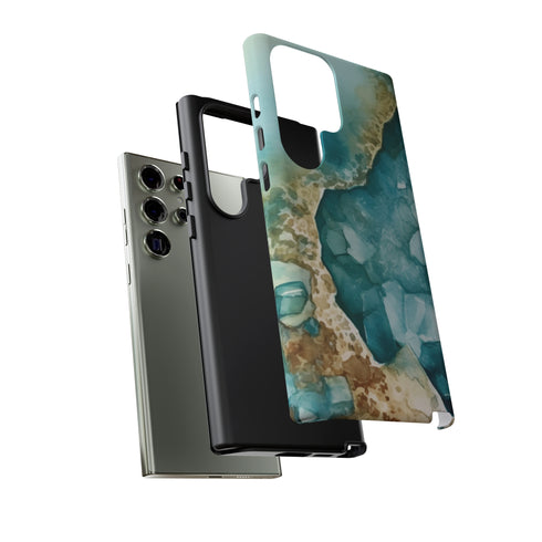 Aquamarine inspired Geode in Watercolor - Impact Resistant Phone Case